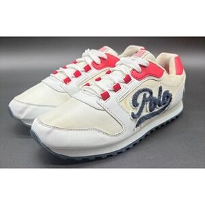 Polo Ralph Lauren White Red Low Top Casual Sneakers Tennis Shoes Mens size 6
